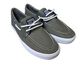 NWOT Nautica Spinnaker Mens Size 8 Washed Burlap Malad Dusty Olive Green